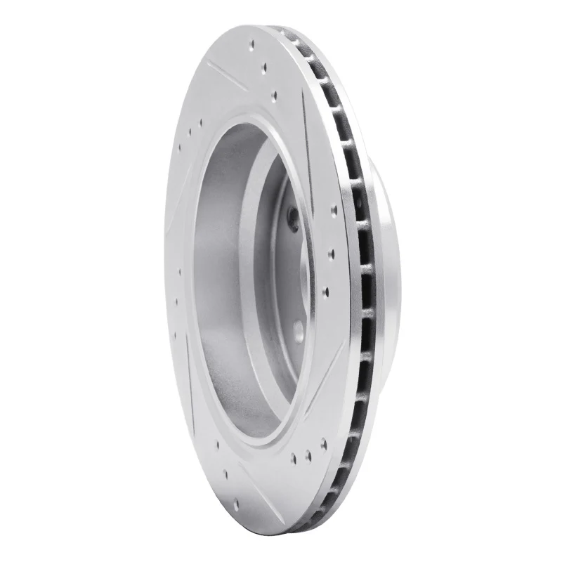 R1 96-03 BMW 530I Rear Left Drilled & Slotted Silver Brake Rotor - Image 2