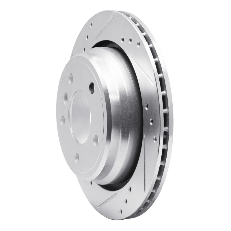 R1 96-03 BMW 530I Rear Left Drilled & Slotted Silver Brake Rotor - Image 3