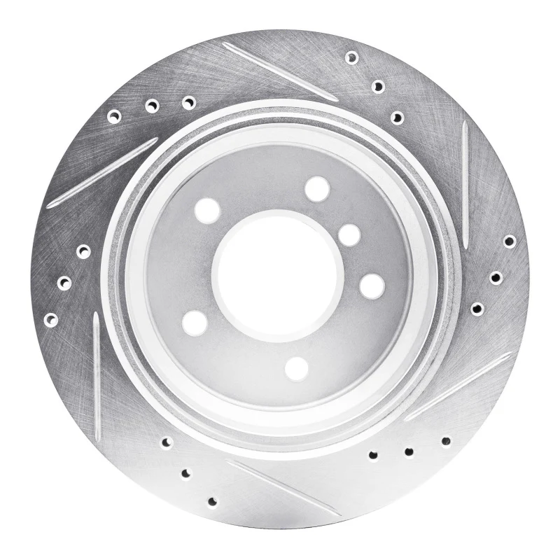 R1 96-03 BMW 530I Rear Left Drilled & Slotted Silver Brake Rotor - Image 5