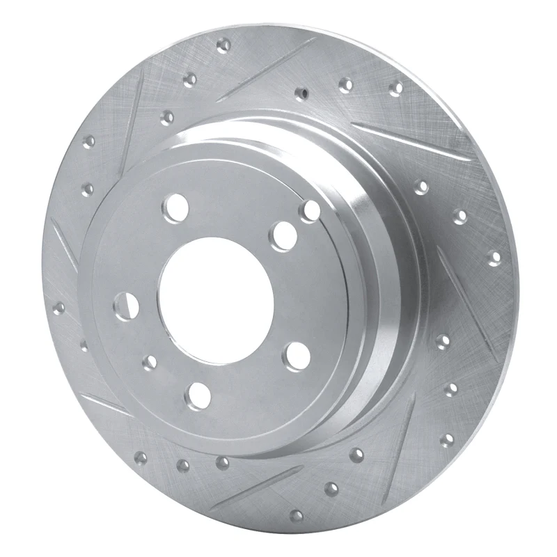 R1 96-04 Volvo 850 Rear Left Drilled & Slotted Silver Brake Rotor - Image 4
