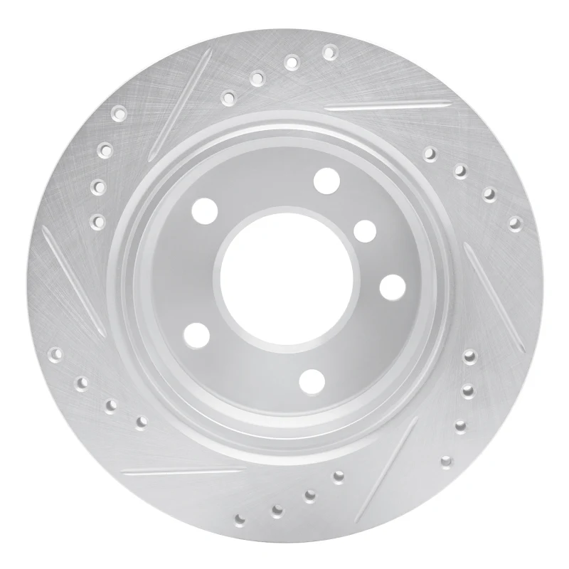 R1 96-05 BMW 323CI Rear Right Drilled & Slotted Silver Brake Rotor - Image 2