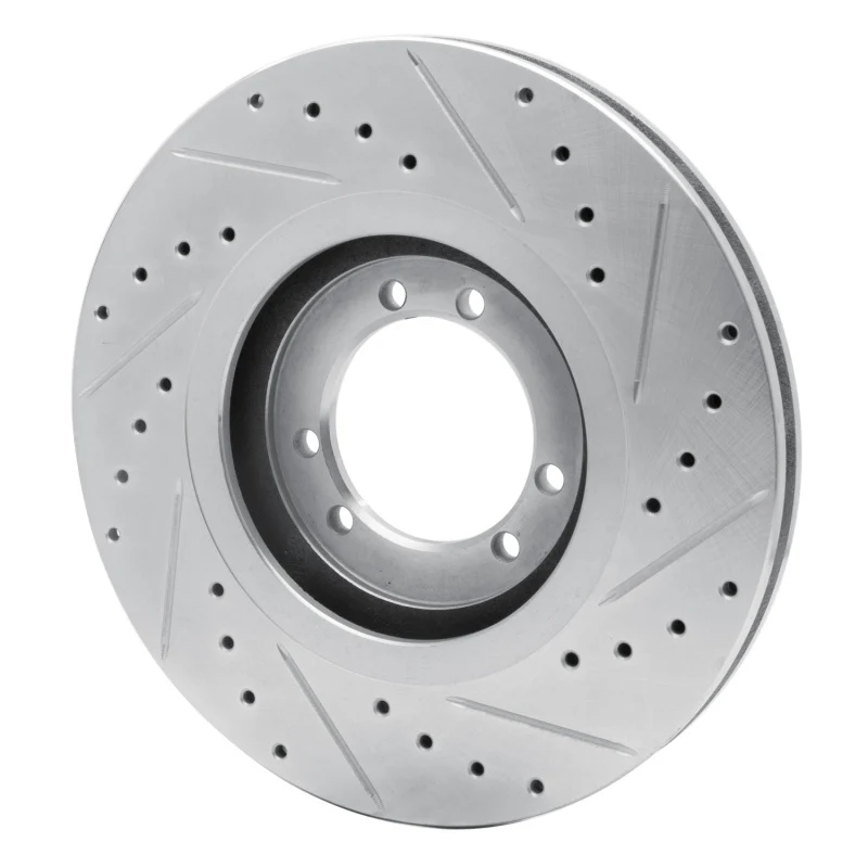 R1 96-06 Hummer H1 Front Left Rear Left Drilled & Slotted Silver Brake Rotor - Image 3