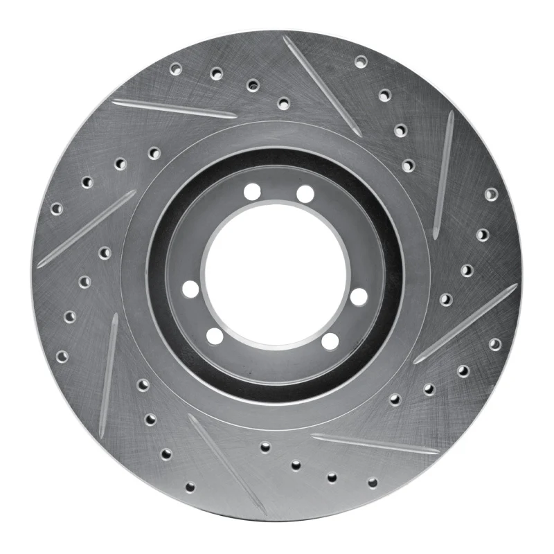 R1 96-06 Hummer H1 Front Left Rear Left Drilled & Slotted Silver Brake Rotor - Image 5