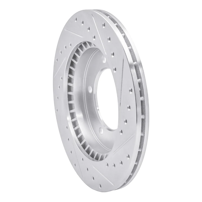 R1 96-98 Suzuki SIDEKICK Front Left Drilled & Slotted Silver Brake Rotor - Image 2