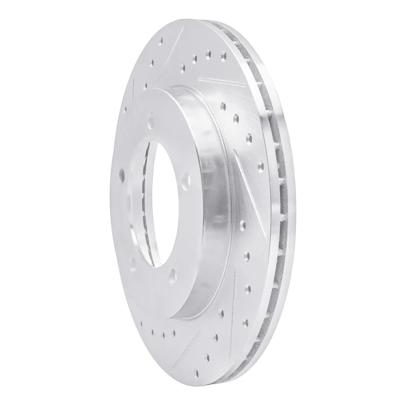 R1 96-98 Suzuki SIDEKICK Front Left Drilled & Slotted Silver Brake Rotor - Image 3