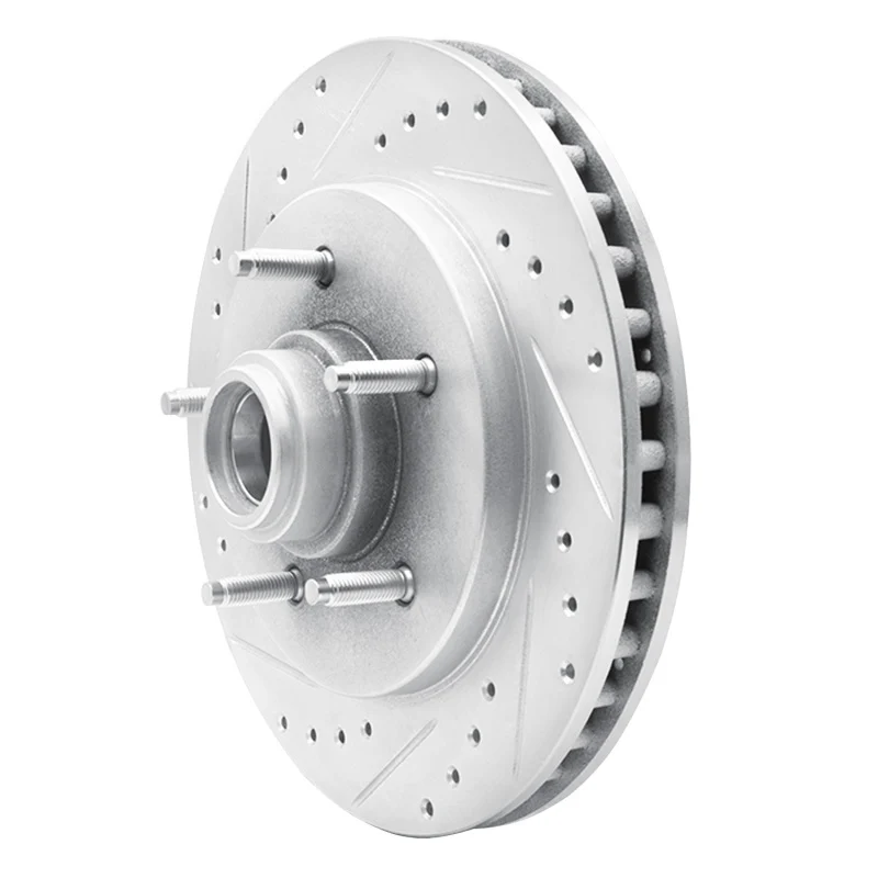 R1 97-00 Ford Expedition Front Left Drilled & Slotted Silver Brake Rotor - Image 4