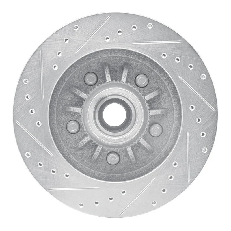 R1 97-00 Ford F-150 RWD Front Right Drilled & Slotted Silver Brake Rotor - Image 4