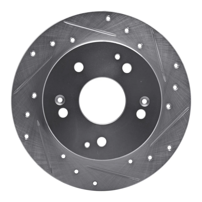 R1 97-01 Acura Integra Rear Right Drilled & Slotted Silver Brake Rotor