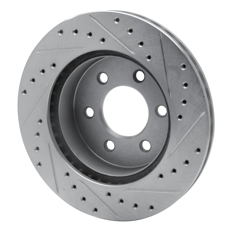 R1 97-02 Dodge Dakota 4WD Front Left Drilled & Slotted Silver Brake Rotor - Image 2