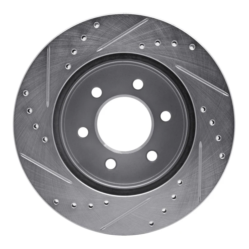 R1 97-02 Dodge Dakota 4WD Front Right Drilled & Slotted Silver Brake Rotor - Image 2