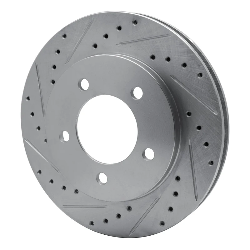 R1 97-02 Ford Expedition Front Left Drilled & Slotted Silver Brake Rotor - Image 4