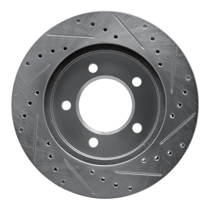 R1 97-02 Ford Expedition Front Left Drilled & Slotted Silver Brake Rotor - Image 5