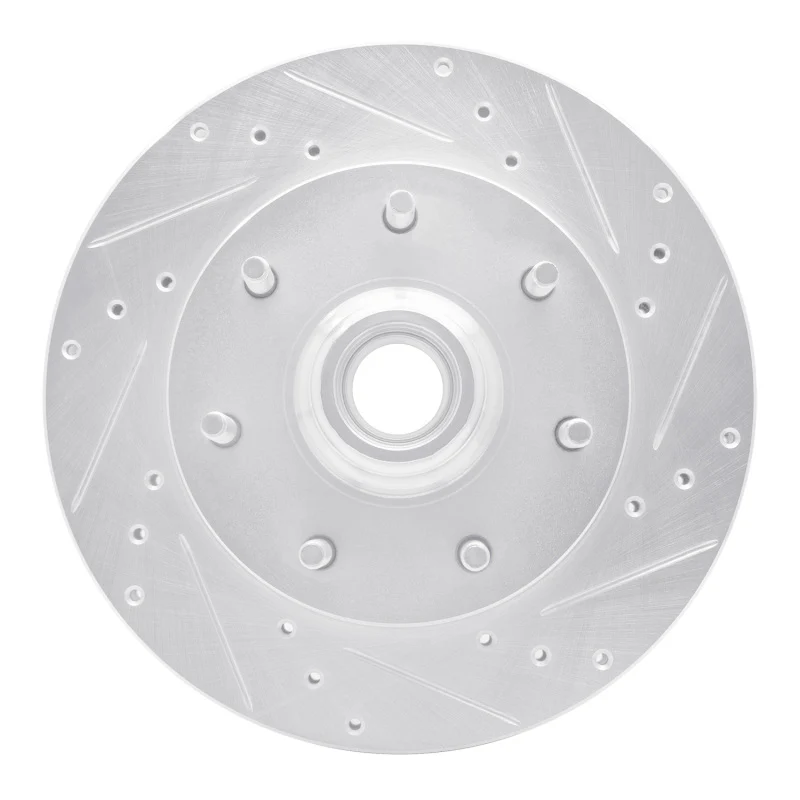 R1 97-02 Ford F-150 RWD Front Right Drilled & Slotted Silver Brake Rotor