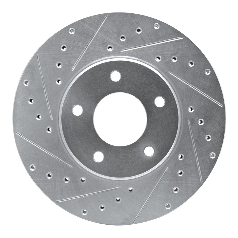 R1 97-03 Jaguar XJ8 Front Left Drilled & Slotted Silver Brake Rotor