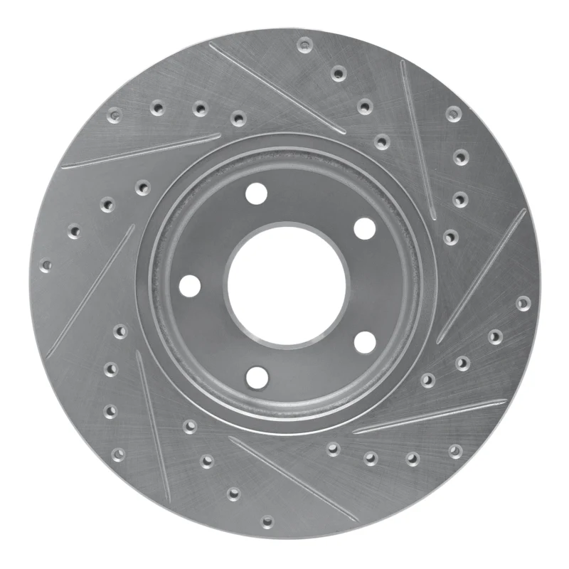 R1 97-03 Jaguar XJ8 Front Left Drilled & Slotted Silver Brake Rotor - Image 5