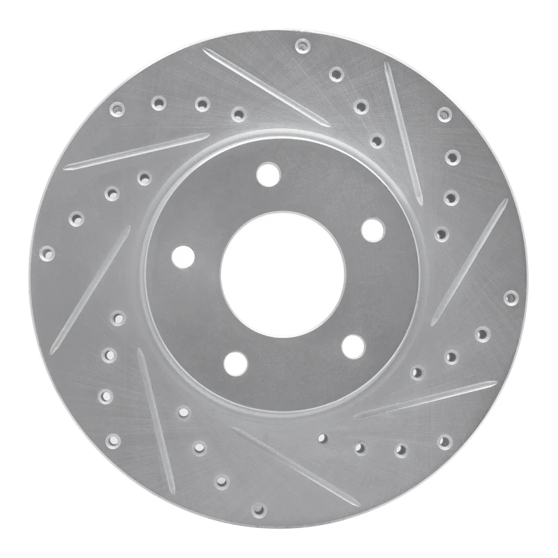 R1 97-03 Jaguar XK8 Front Right Drilled & Slotted Silver Brake Rotor