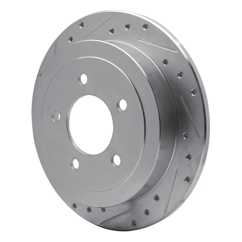 R1 97-04 Ford Expedition Rear Left Drilled & Slotted Silver Brake Rotor - Image 2