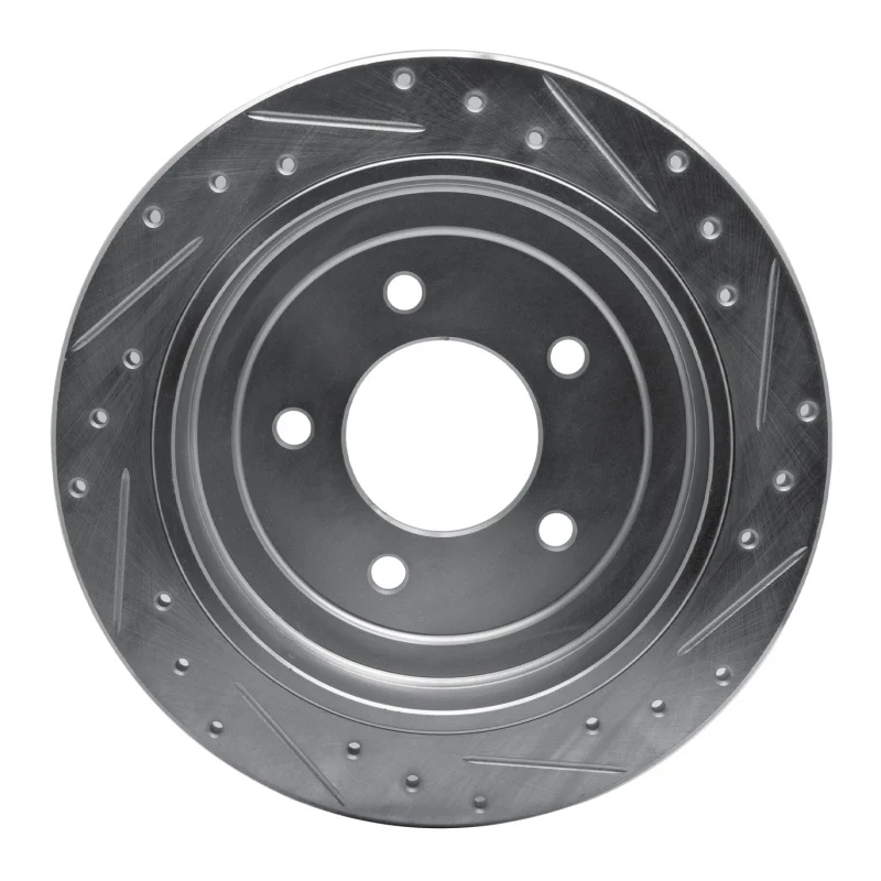 R1 97-04 Ford Expedition Rear Left Drilled & Slotted Silver Brake Rotor - Image 4
