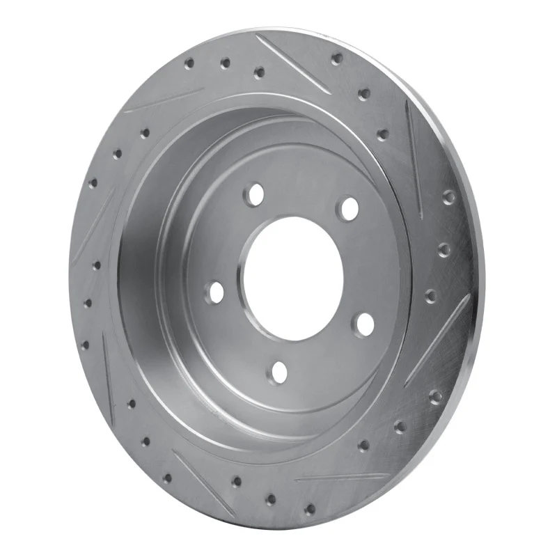 R1 97-04 Ford Expedition Rear Left Drilled & Slotted Silver Brake Rotor - Image 5