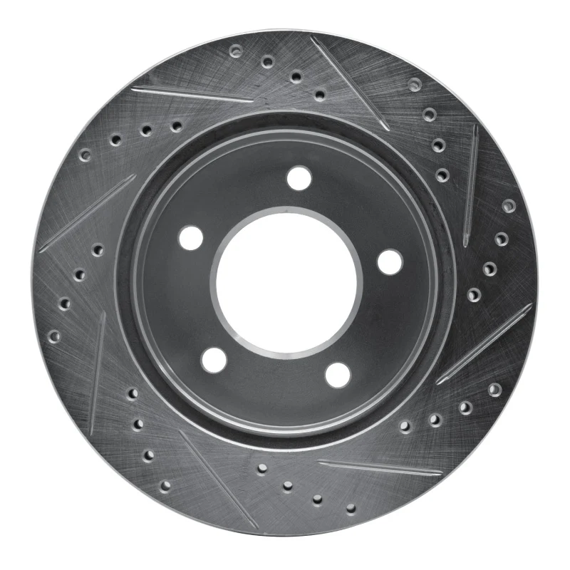R1 97-04 Ford F-150 4WD Front Left Drilled & Slotted Silver Brake Rotor - Image 4