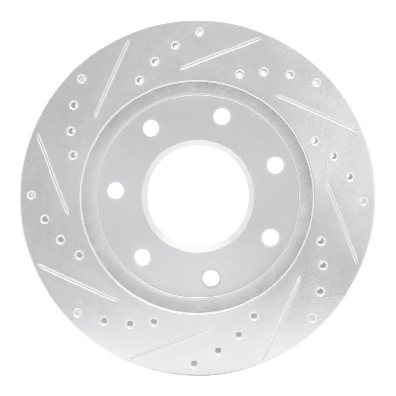 R1 97-04 Ford F-150 4WD Front Right Drilled & Slotted Silver Brake Rotor - Image 2