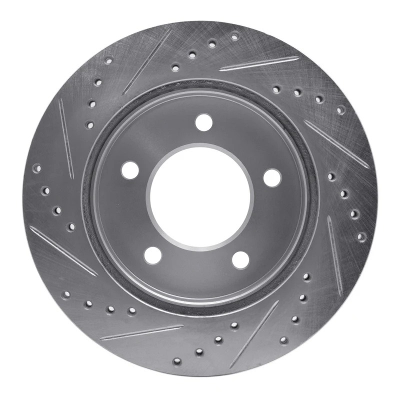 R1 97-04 Ford F-150 4WD Front Right Drilled & Slotted Silver Brake Rotor - Image 2
