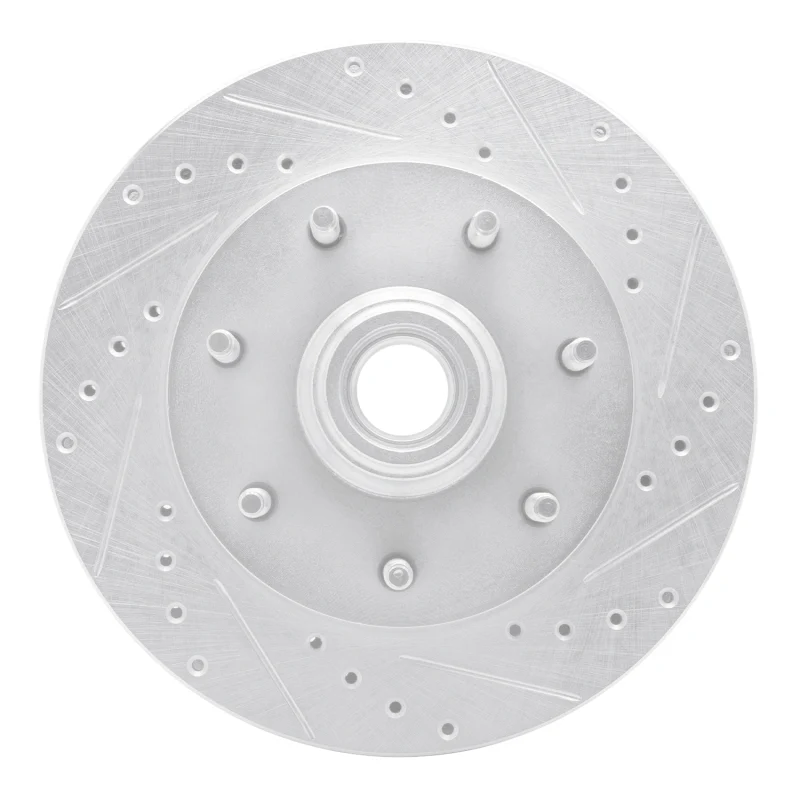 R1 97-04 Ford F-150 RWD Front Right Drilled & Slotted Silver Brake Rotor