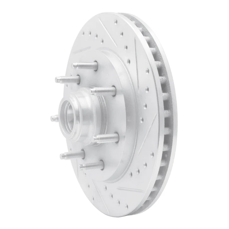 R1 97-04 Ford F-150 RWD Front Right Drilled & Slotted Silver Brake Rotor - Image 2