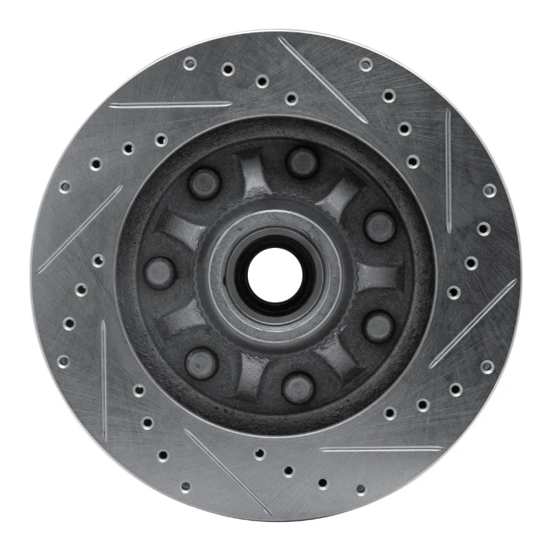 R1 97-04 Ford F-250 2WD (Excl Super Duty) Front Left Drilled & Slotted Silver Brake Rotor - Image 2