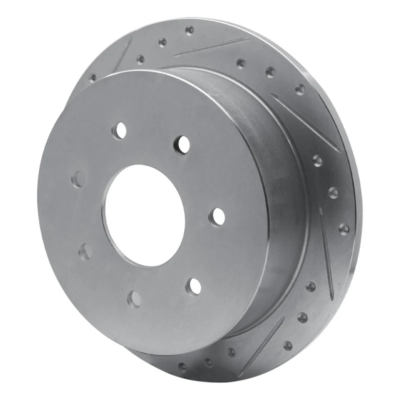 R1 97-04 Ford F-250 2WD (Excl Super Duty) Rear Left Drilled & Slotted Silver Brake Rotor - Image 2