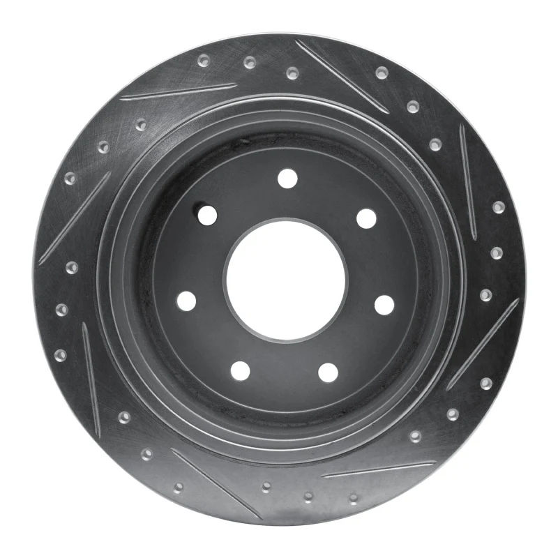 R1 97-04 Ford F-250 2WD (Excl Super Duty) Rear Left Drilled & Slotted Silver Brake Rotor - Image 4
