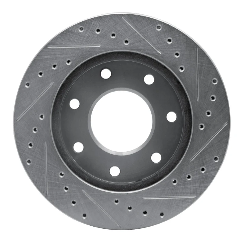 R1 97-04 Ford F-250 4WD (Excl Super Duty) Front Left Drilled & Slotted Silver Brake Rotor - Image 2