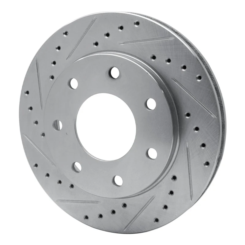 R1 97-04 Ford F-250 4WD (Excl Super Duty) Front Left Drilled & Slotted Silver Brake Rotor - Image 4