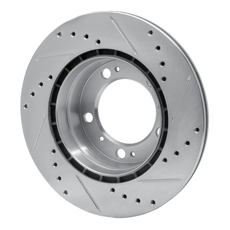 R1 97-04 Porsche Boxster Rear Left Drilled & Slotted Silver Brake Rotor - Image 2