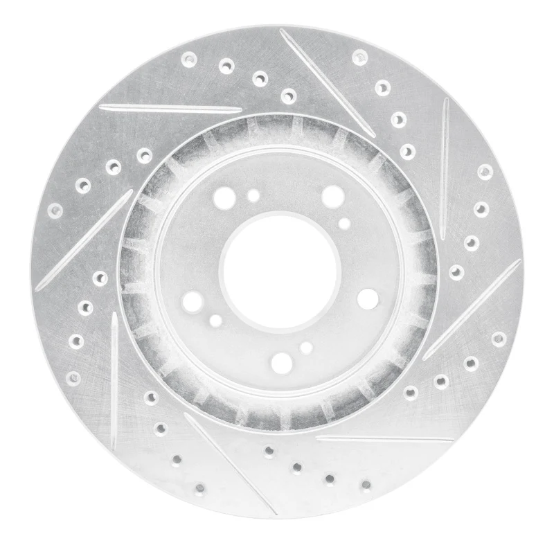 R1 97-05 Acura NSX Front Left Drilled & Slotted Silver Brake Rotor - Image 5