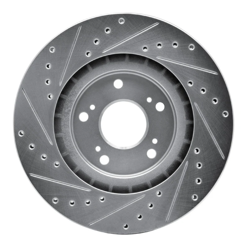 R1 97-05 Acura NSX Rear Right Drilled & Slotted Silver Brake Rotor - Image 3