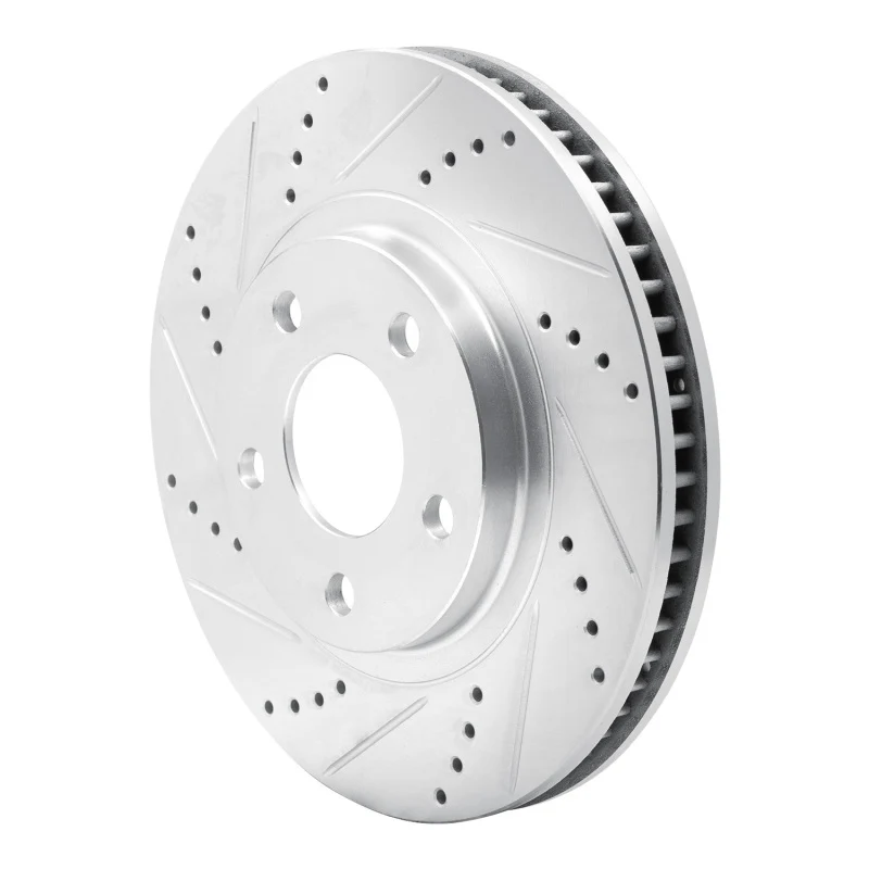 R1 97-05 Buick Park Avenue Front Left Drilled & Slotted Silver Brake Rotor - Image 4