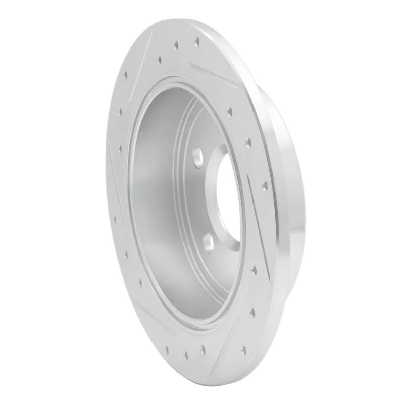 R1 97-05 Buick Regal Rear Right Drilled & Slotted Silver Brake Rotor - Image 2