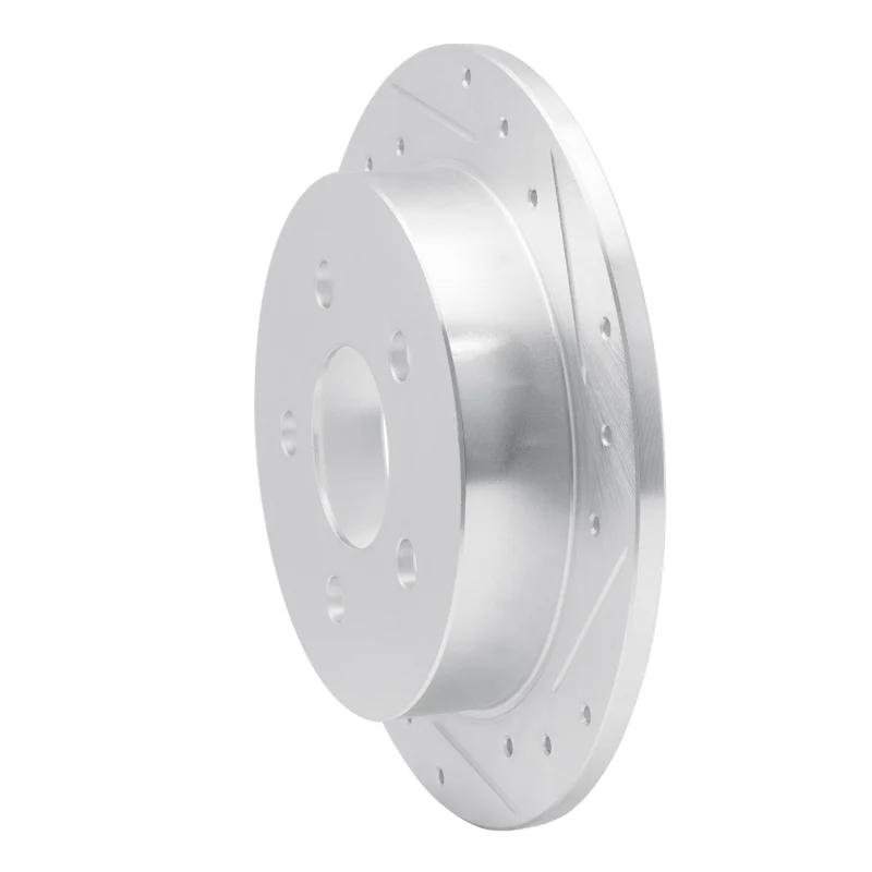 R1 97-05 Buick Regal Rear Right Drilled & Slotted Silver Brake Rotor - Image 4