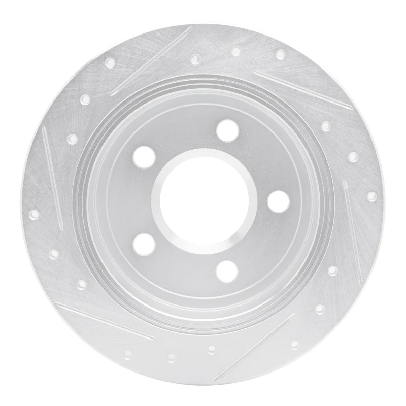 R1 97-05 Buick Regal Rear Right Drilled & Slotted Silver Brake Rotor - Image 5