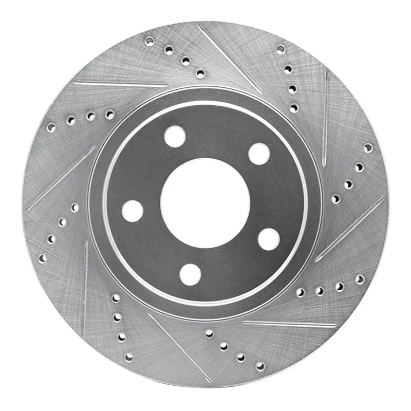 R1 97-05 Buick Riviera Front Right Drilled & Slotted Silver Brake Rotor
