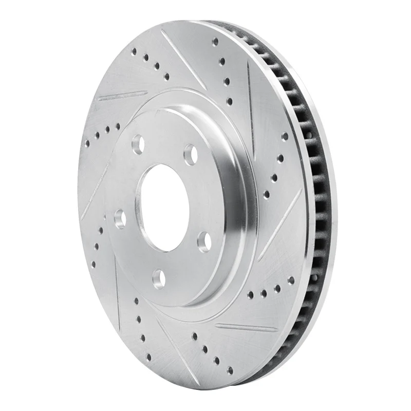 R1 97-05 Buick Riviera Front Right Drilled & Slotted Silver Brake Rotor - Image 2