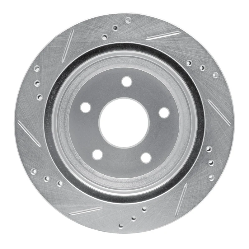 R1 97-05 Chevrolet Blazer Rear Right Drilled & Slotted Silver Brake Rotor - Image 5
