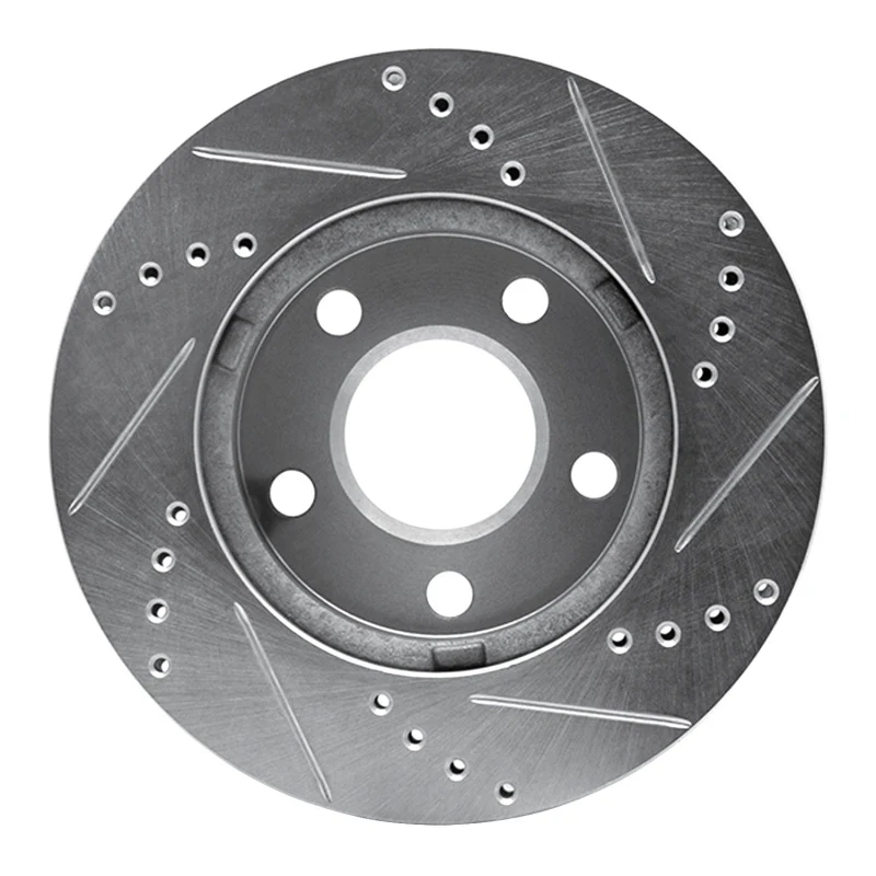 R1 97-05 Chevrolet Malibu Front Left Drilled & Slotted Silver Brake Rotor - Image 3