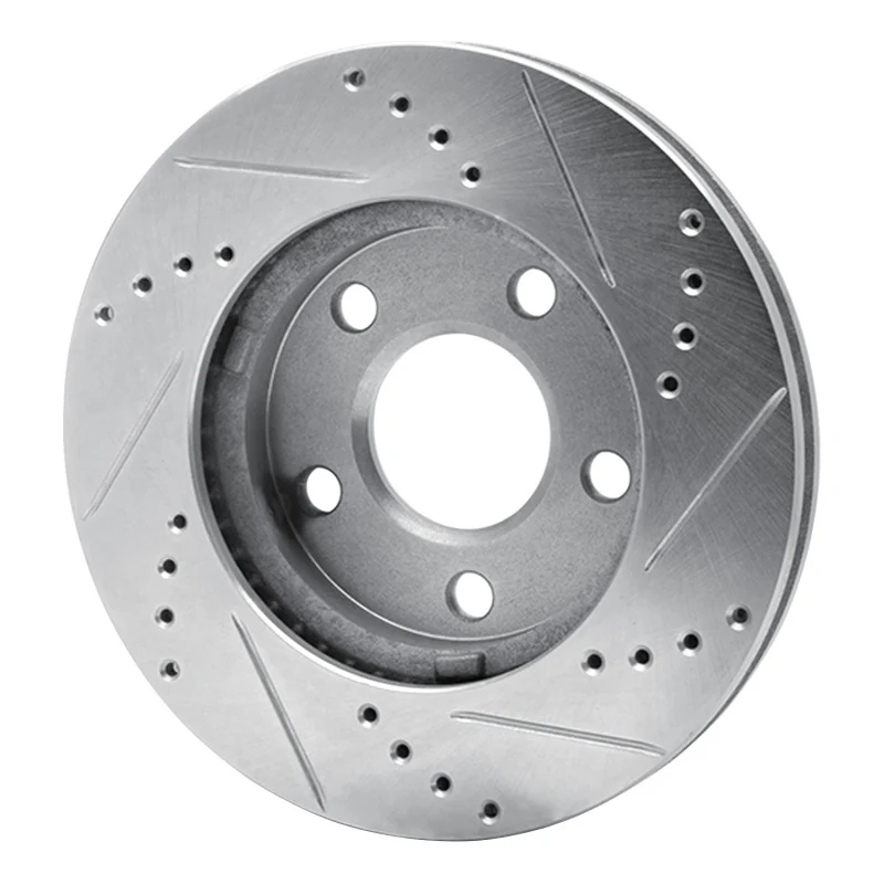 R1 97-05 Chevrolet Malibu Front Left Drilled & Slotted Silver Brake Rotor - Image 4