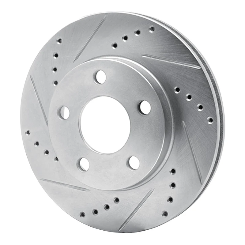R1 97-05 Chevrolet Malibu Front Left Drilled & Slotted Silver Brake Rotor - Image 5