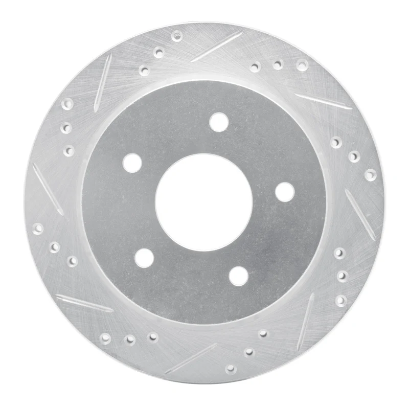 R1 97-05 Chevrolet S10 Rear Left Drilled & Slotted Silver Brake Rotor