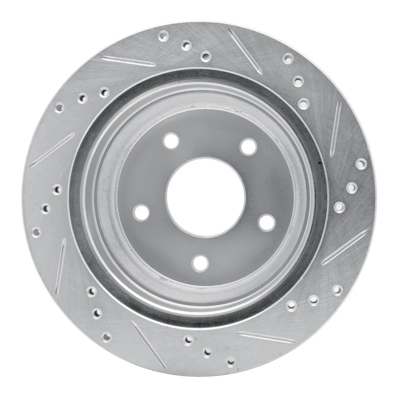 R1 97-05 Chevrolet S10 Rear Left Drilled & Slotted Silver Brake Rotor - Image 3