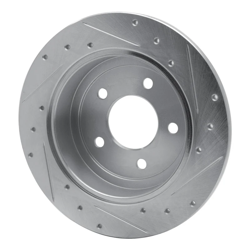R1 97-07 Chrysler Town & Country Rear Left Drilled & Slotted Silver Brake Rotor - Image 2