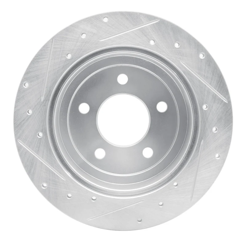 R1 97-07 Chrysler Town & Country Rear Right Drilled & Slotted Silver Brake Rotor - Image 5